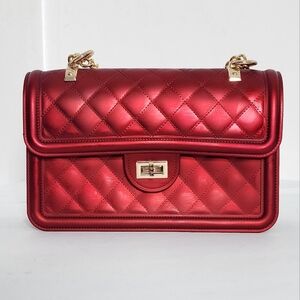 Caleesa Quilted Wine Red Crossbody Jelly Women's Rectangle Shoulder Purse